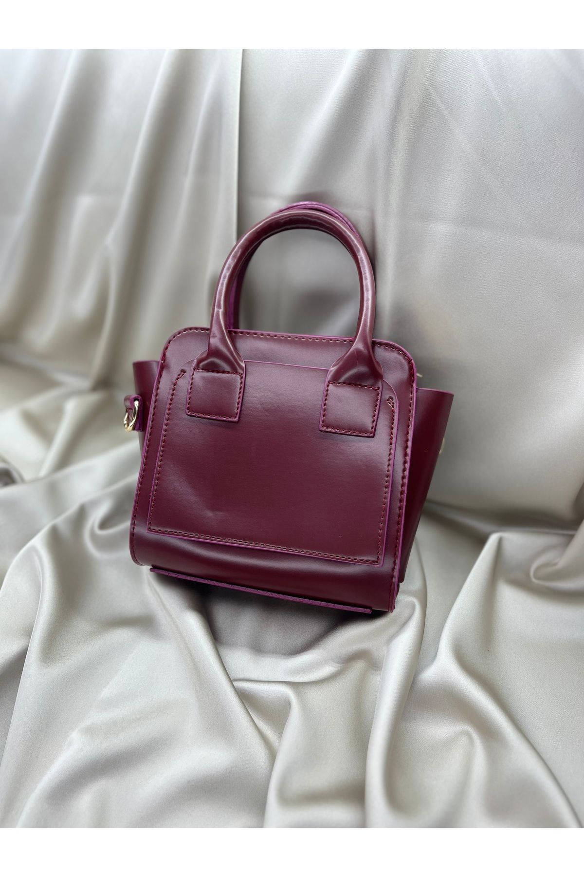 lunaria bags Kadın Bordo Mini El ve Omuz Çantası - Parlak Deri