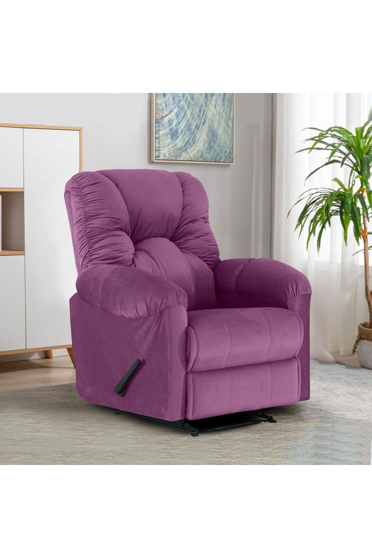 American Polo-| Velvet Rocking & Rotating Recliner Chair - Light Purple -92×78x103 1
