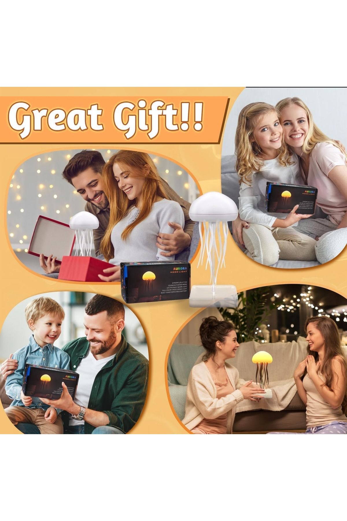 Generic-Aurora Mood Light LED Jellyfish Lamp – Intelligent, Portable, Touch Luminous Floating Decor 6