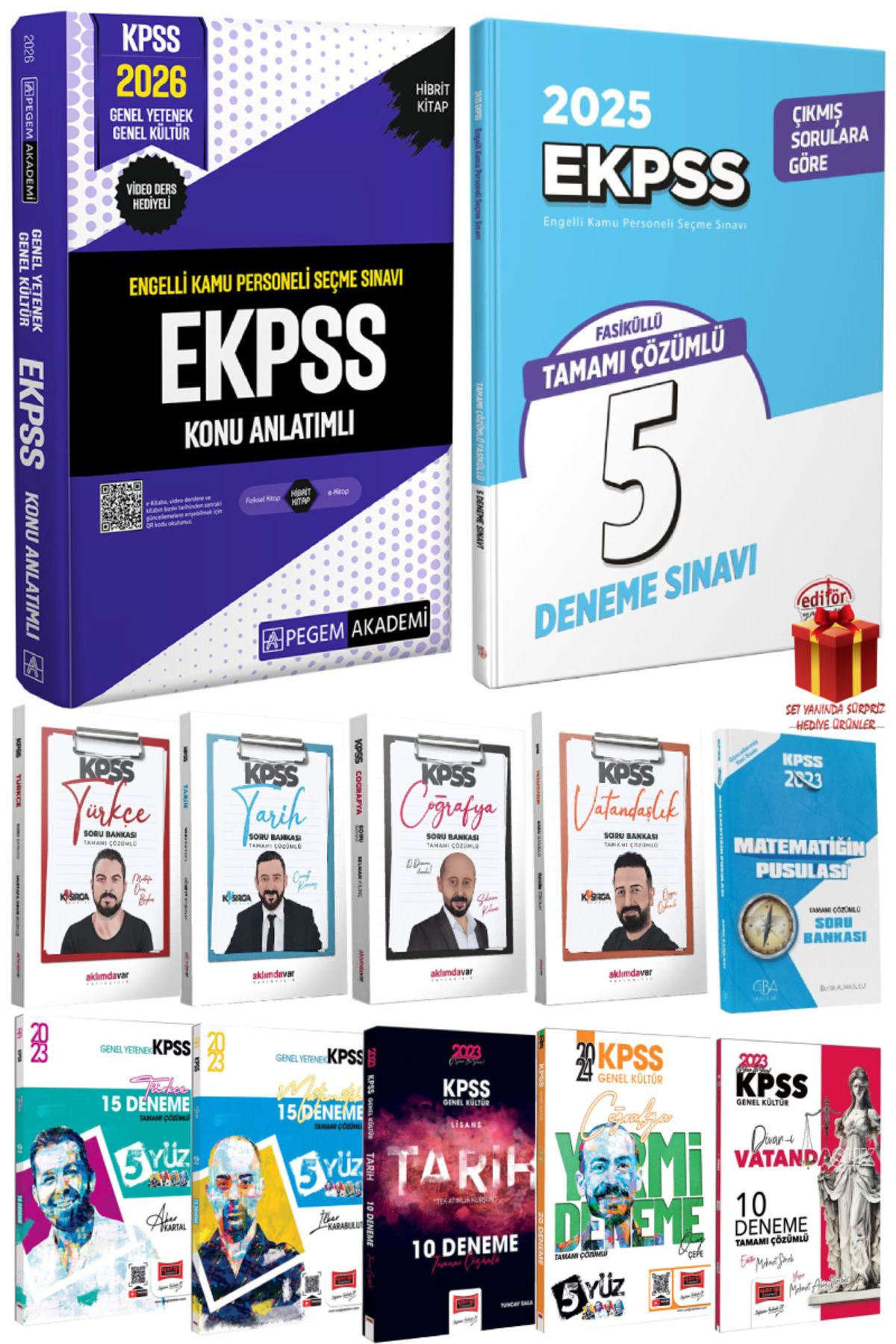 Pegem Akademi Yayıncılık 2026 Pegem EKPSS Konu Anlatımlı+Editör EKPSS Deneme+Soru Bankası Seti+Deneme Seti+Hediye