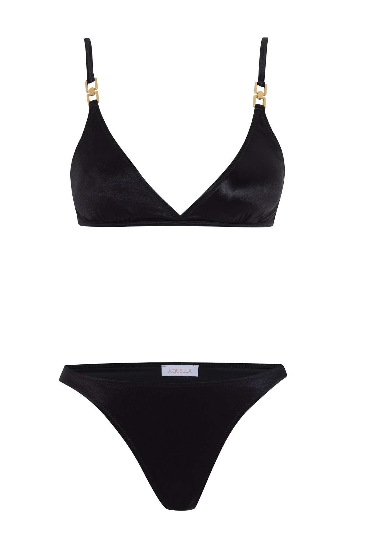 AQUELLA Lame Anvelop Siyah Üçgen Bikini Takım