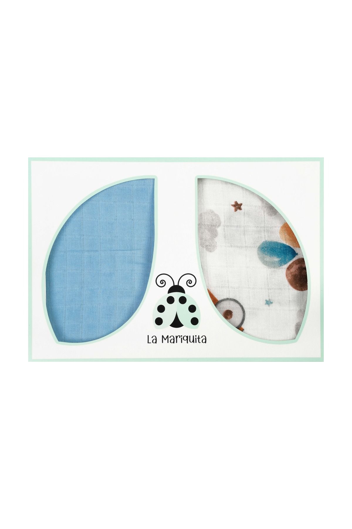 La Mariquita Müslin Bebek Örtü Seti %100 Pamuk Car&Blue (70X85 CM 2'Lİ KUTU)