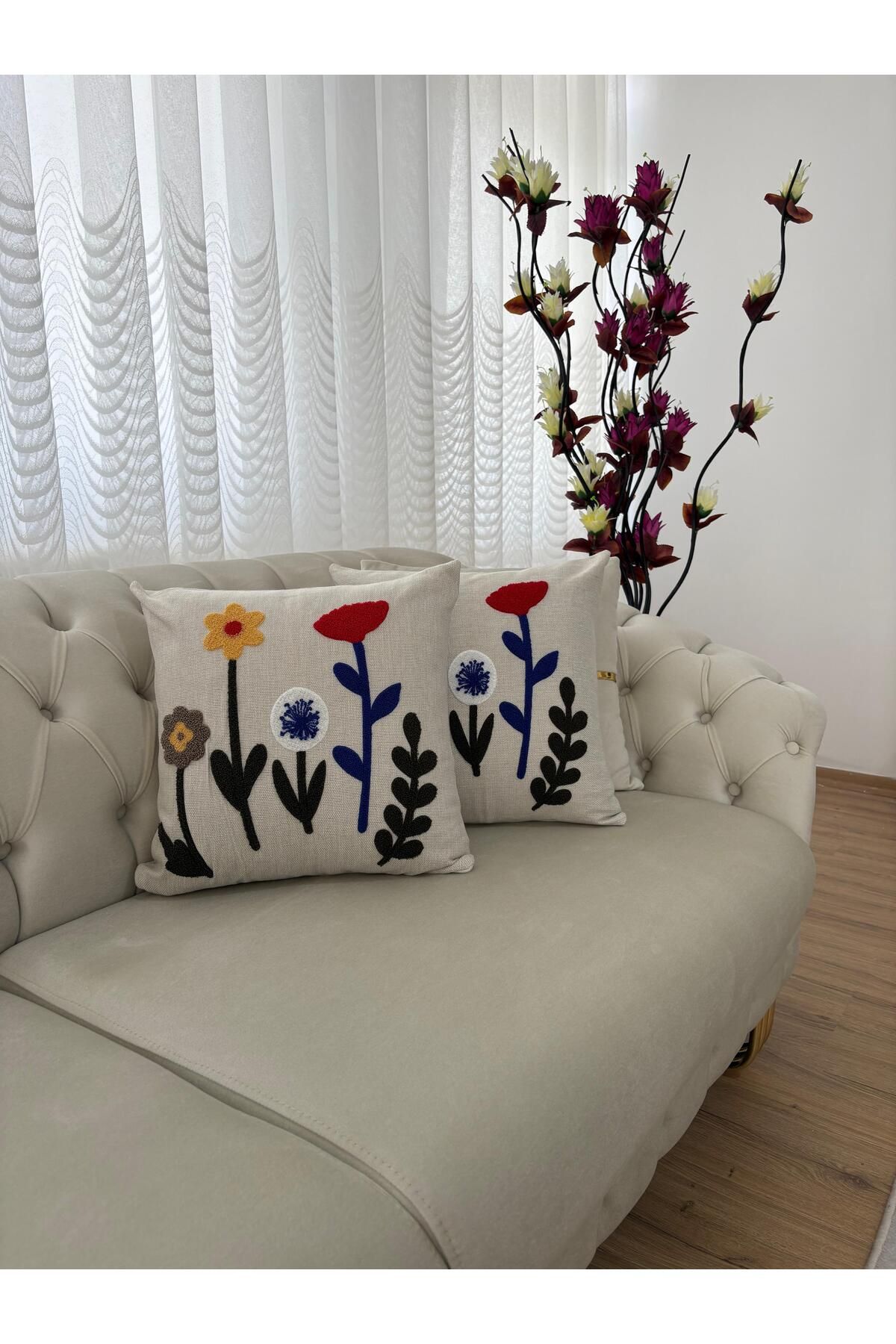 DAMGA Collection Punch İşlemeli Nakış (2adet) Kırlent Kılıfı