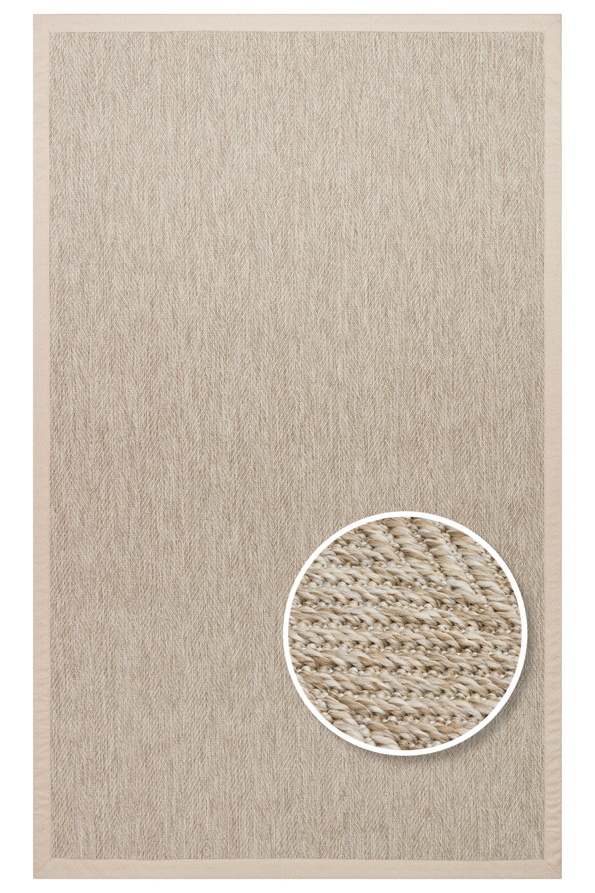 Eko Halı Eko Halı Ventura VNT 2704 L.Beige BRD Beige Hav Vermeyen Kolay Temizlenebilir Bordürlü Sisal Halı