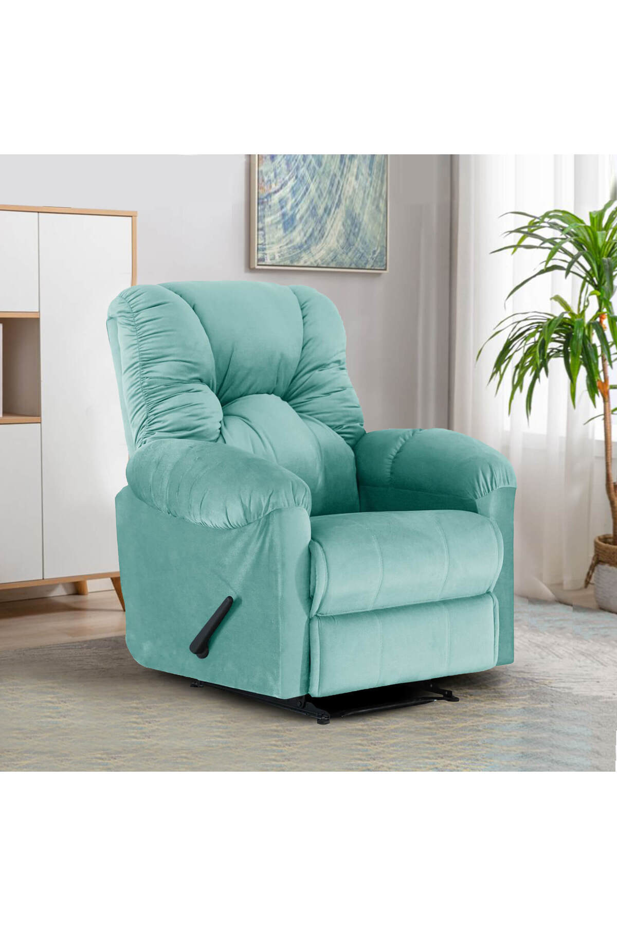 American Polo-| Velvet Classic Recliner Chair - Light Turquoise -92×78x103 1
