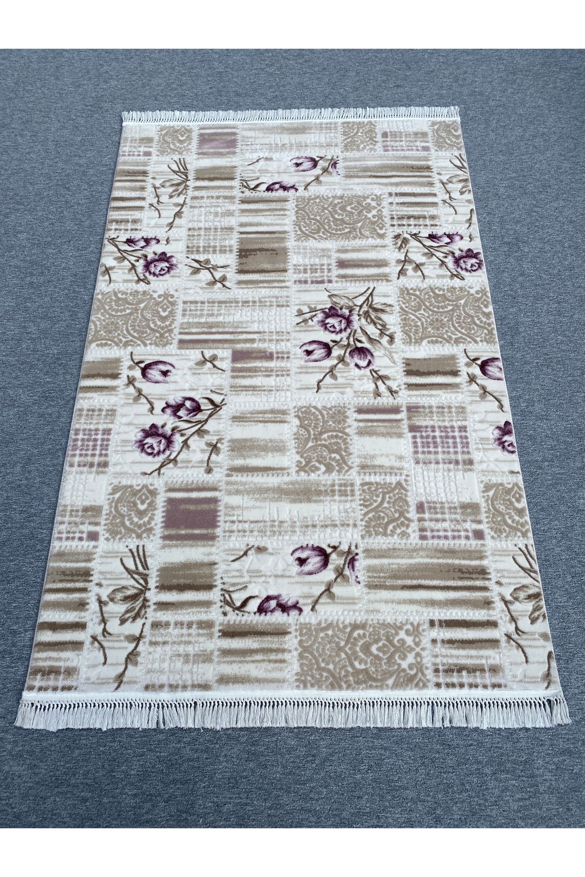 BURAK HALI Burak Halı 150x235 Mor Vizon Kesme 4 M2 Akrilik Saçaklı Halı