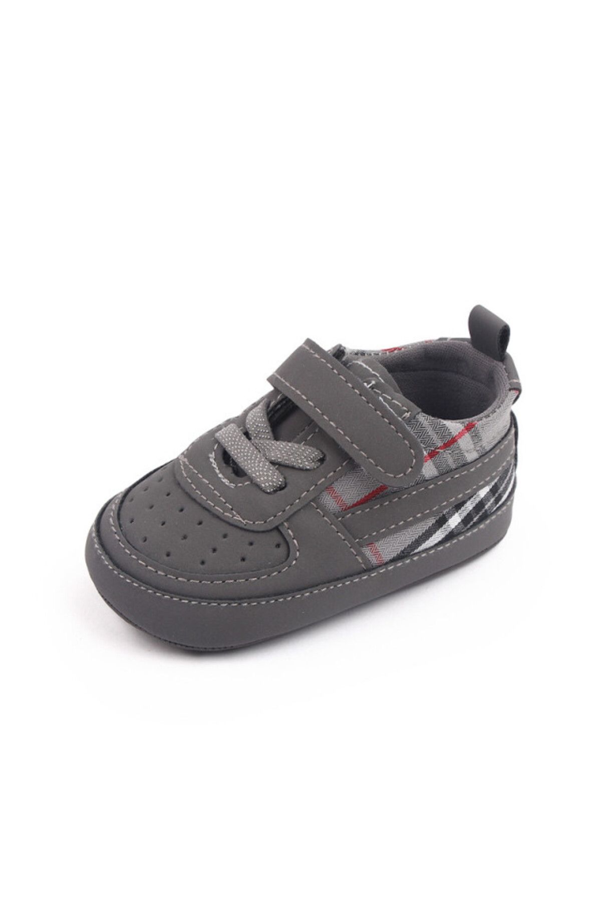 Superbaby-Pantofiori gri pentru baietei - Plaid 6