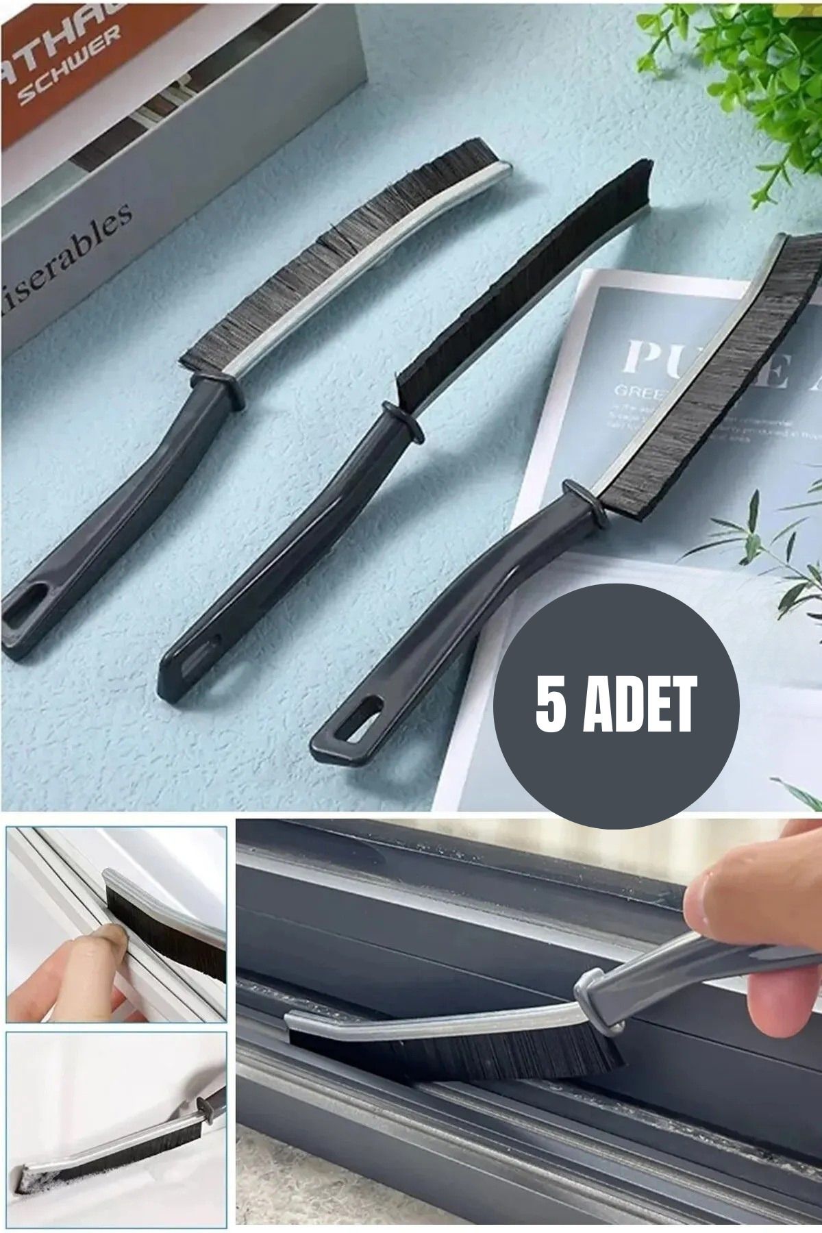 Righton 5 ADET Çok Amaçlı Multi İnce Temizlik Fırçası Derz Arası Banyo Mutfak Lavabo Detay Temizleme Fırçası