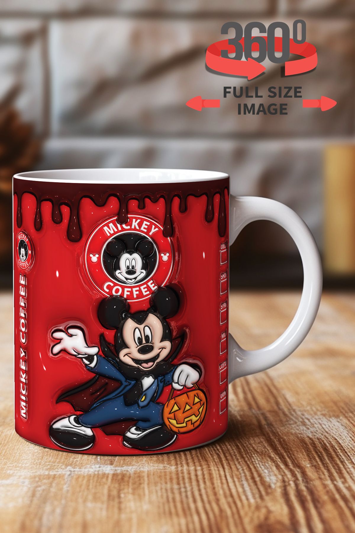 dijital moda tasarım 3D Kabartma Desen Efektli "Mickey" Kişiye Özel Hediyelik Porselen Kupa Bardak Minnie Goofy