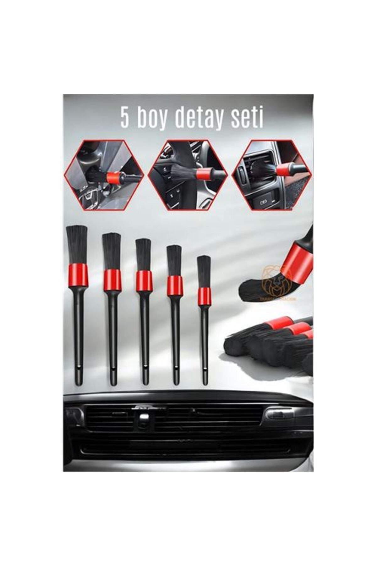 MR RZN STORE 5 Boy Araç Detay Temizlik Fırça Seti Slalom Design