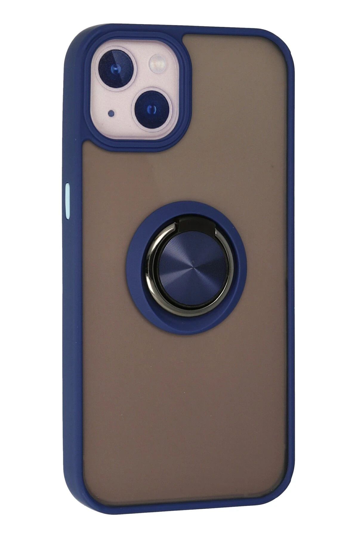 NewFace iPhone 15 Kılıf Montreal Yüzüklü Silikon Kapak - Lacivert WLZOR