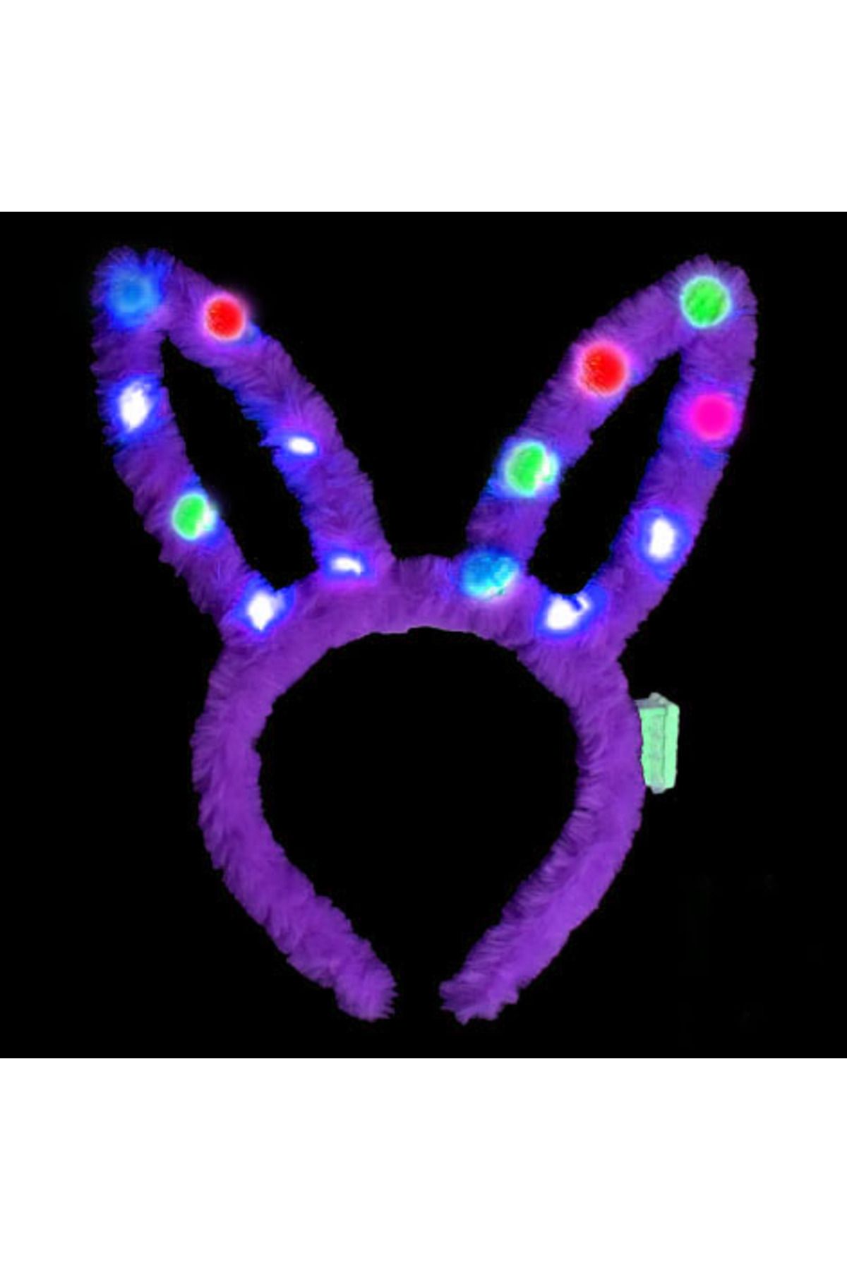 ÖYKÜ VE YİĞİT Led Işıklı Peluş Pofuduk Tavşan Kulak Tavşan Taç Lila 17X23 cm