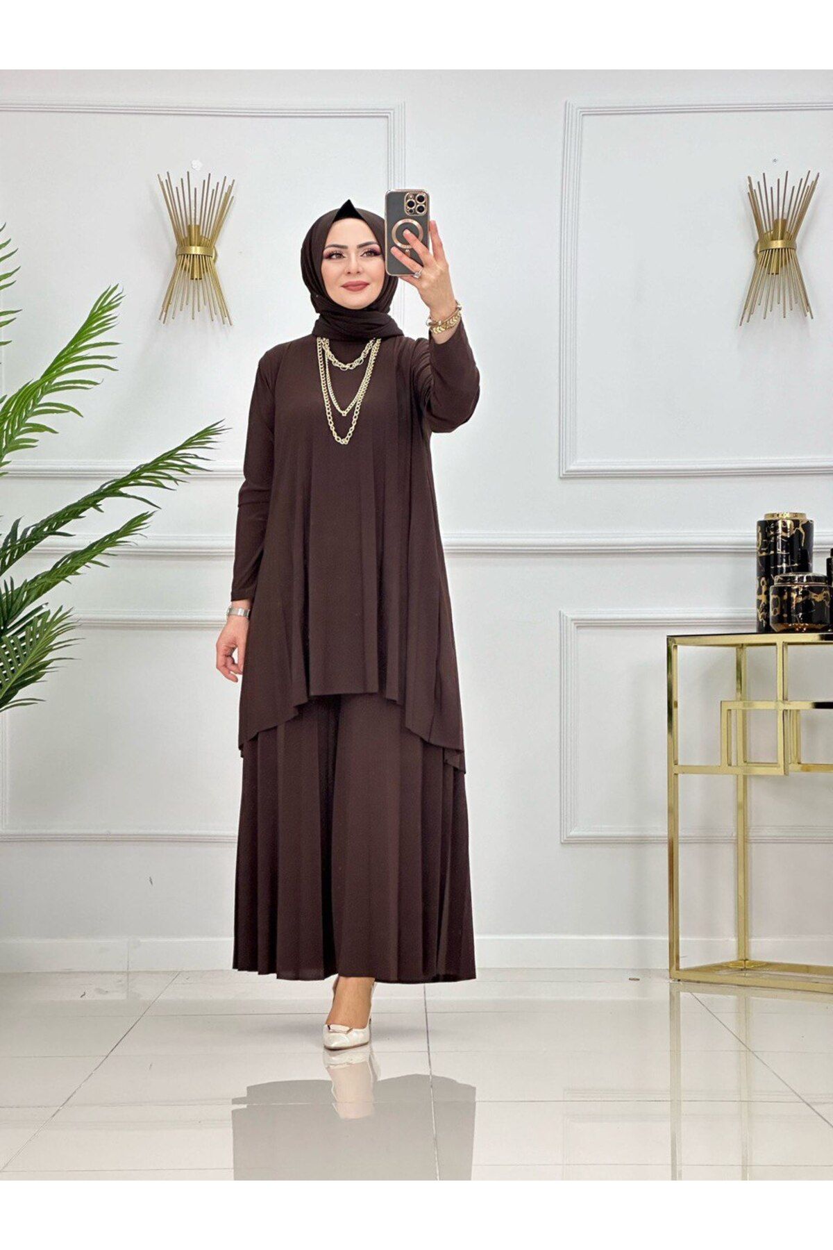 Enans Design Kadın Tesettür 2'Li Takım Pantolon & Tunik