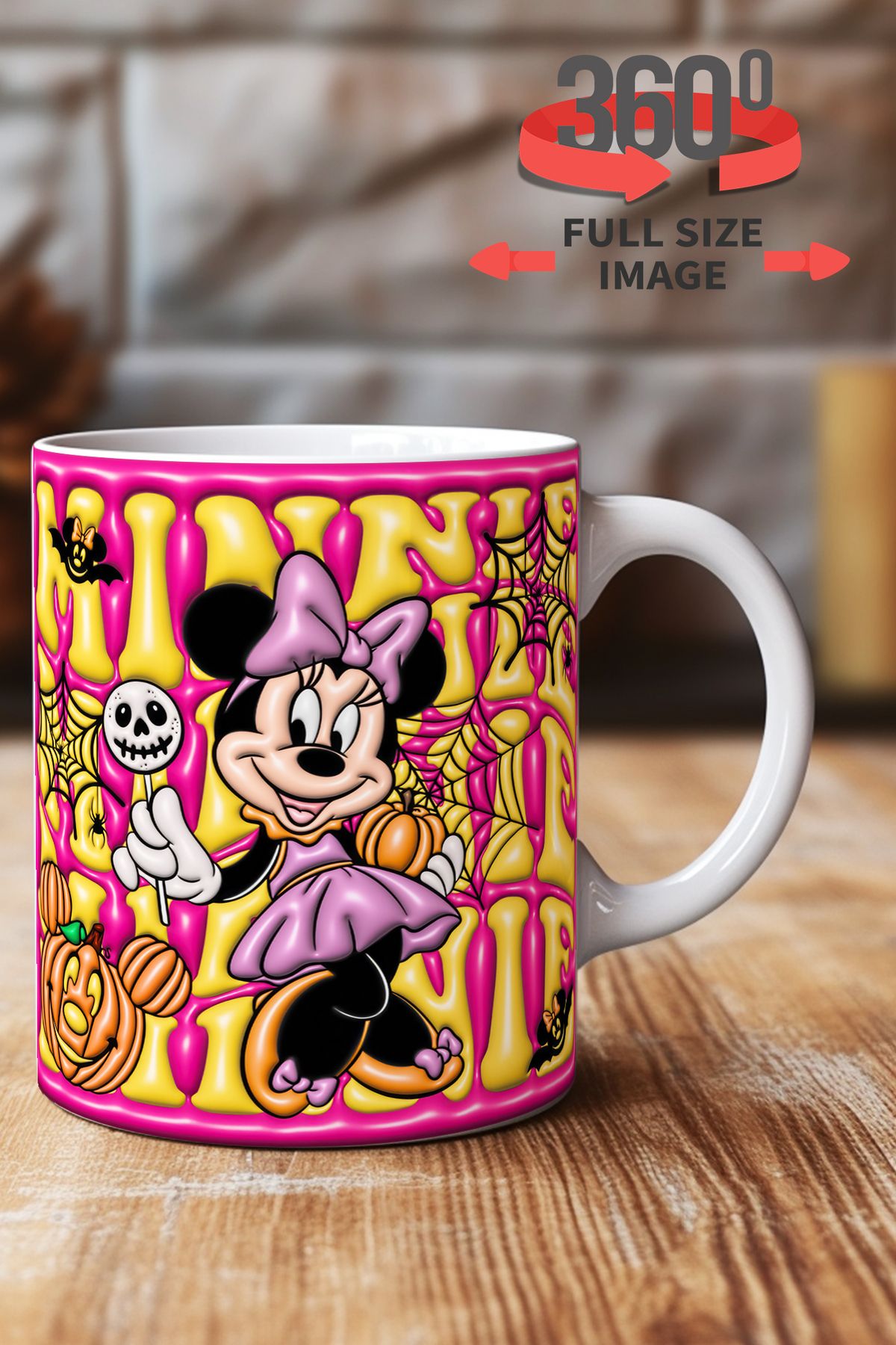 dijital moda tasarım 3D Kabartma Desen Efektli "Mickey" Kişiye Özel Hediyelik Porselen Kupa Bardak Minnie Goofy
