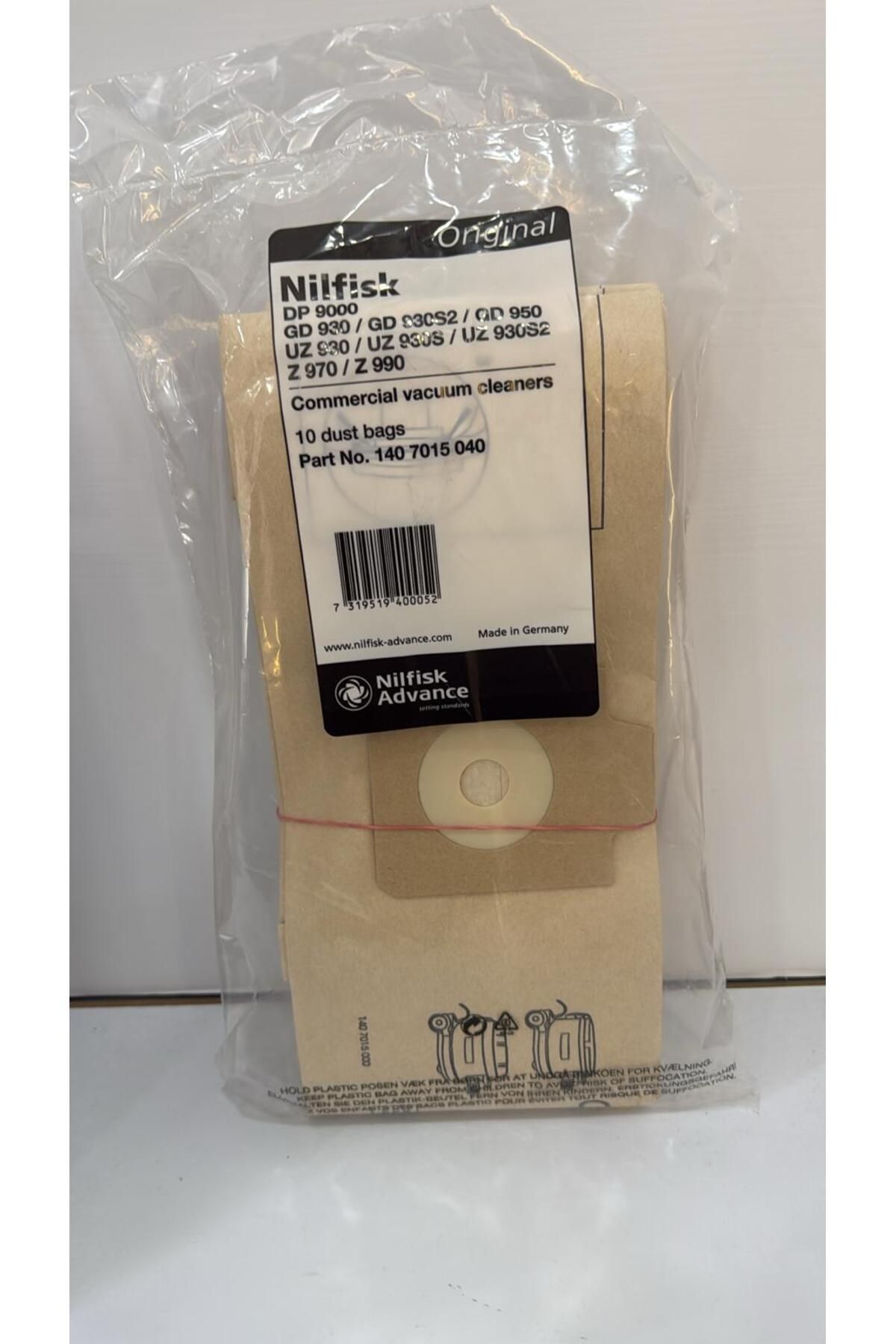 Nilfisk GD930 - GD950 Toz Torbası 10 adet Orijinal Yedek Parça Yetkili Servis Güvencesiyle