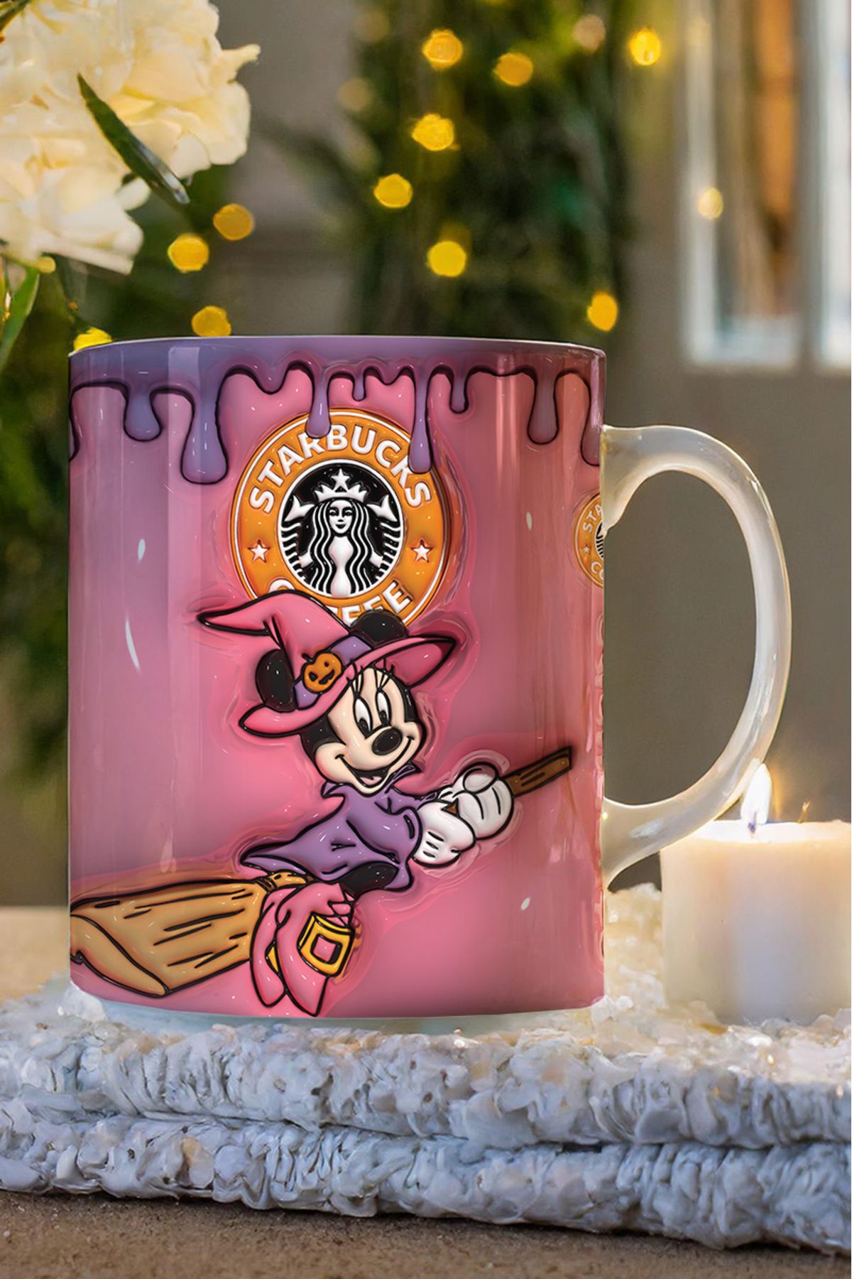 dijital moda tasarım 3D Kabartma Desen Efektli "Mickey" Kişiye Özel Hediyelik Porselen Kupa Bardak Minnie Goofy