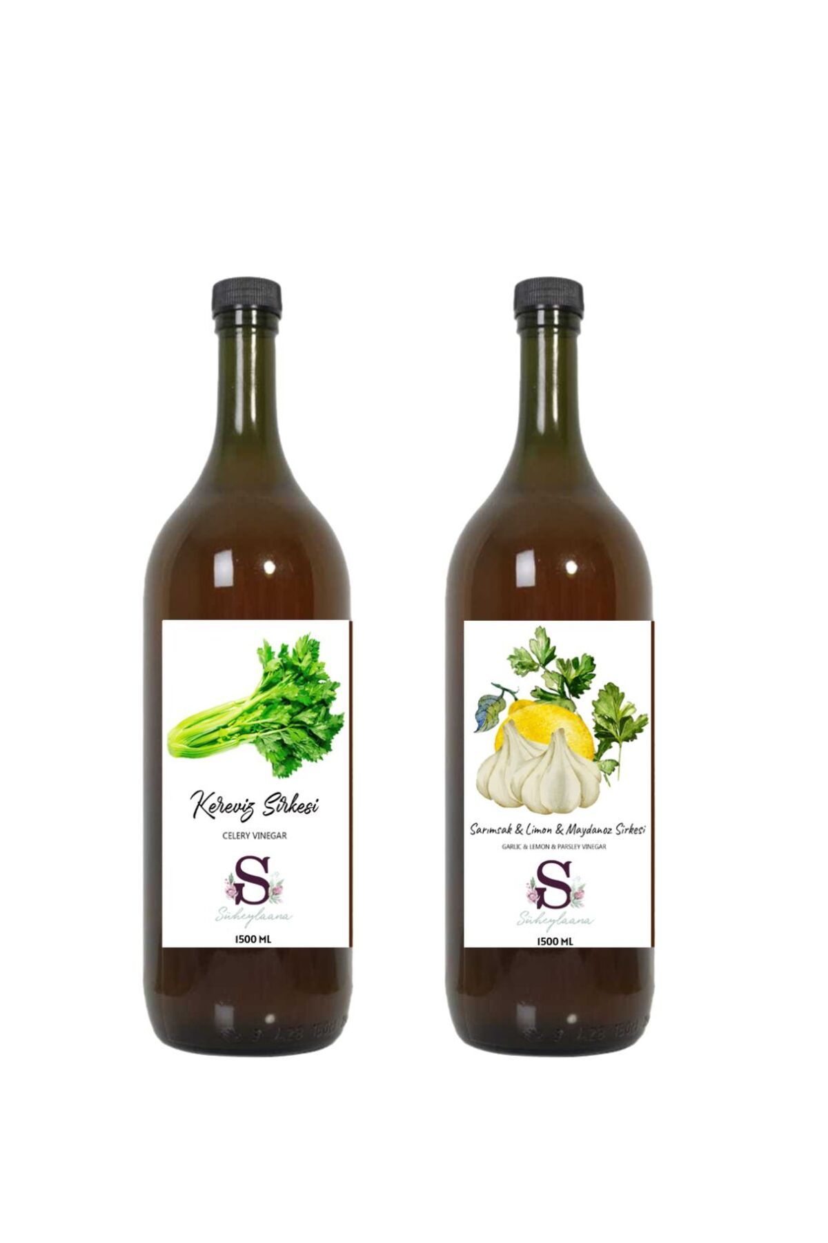 Süheylaana Doğal Kereviz Sirkesi 1500 Ml - Doğal Sarımsak & Limon & Maydanoz Sirkesi 1500 Ml