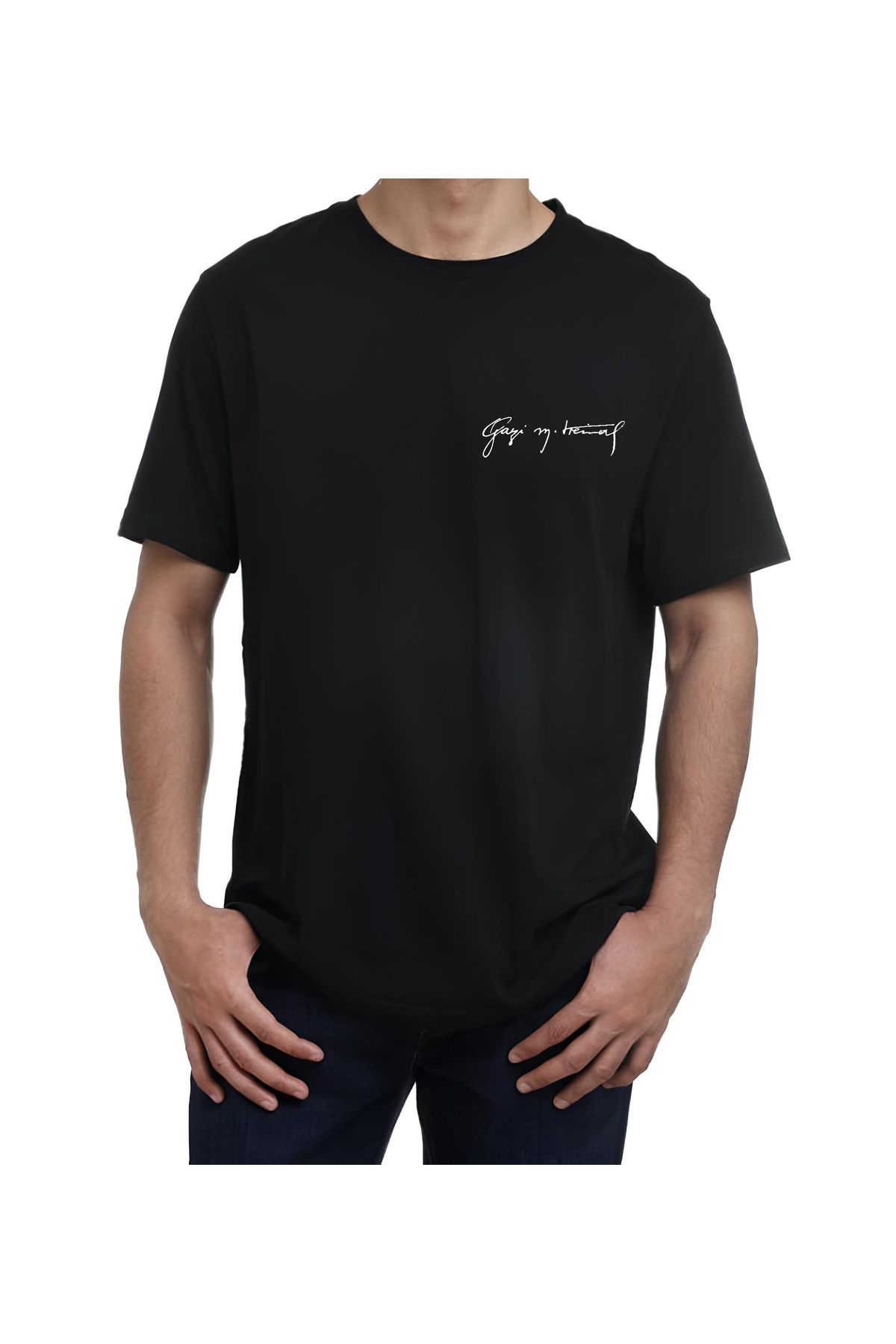 TexKid Gazi Mustafa Kemal Atatürk İmzası Baskılı Pamuklu Tişört Unisex T shirt