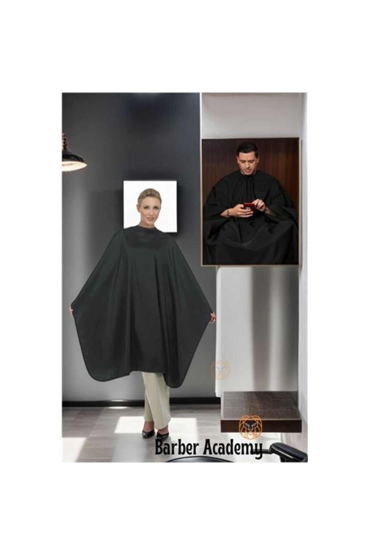 ÖYKÜ VE YİĞİT Saç Kesim Önlüğü Unisex SİYAH