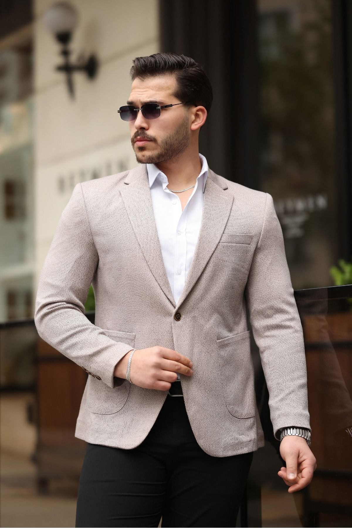 Twenhil DAR KESİM TEK CEKET KREM
