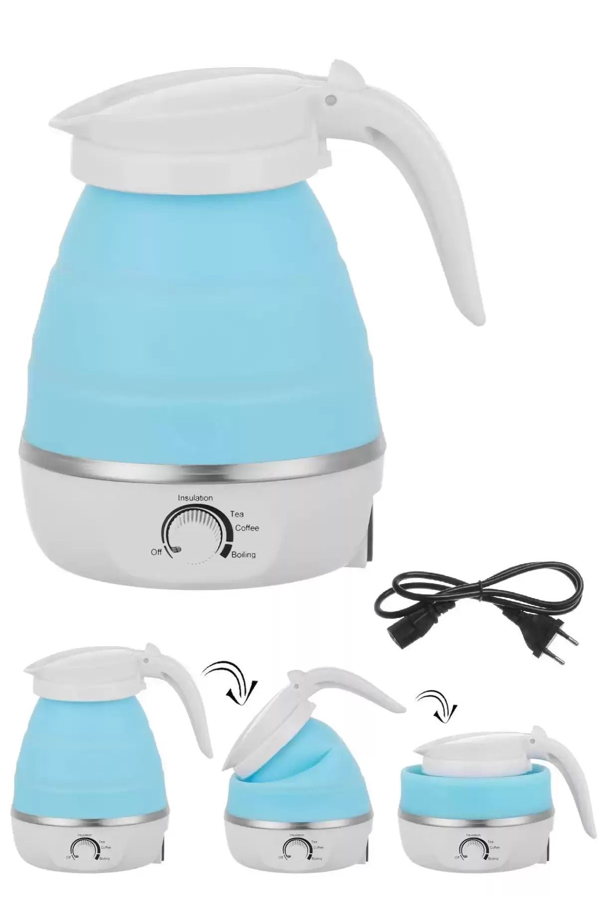 Berdina Home Katlanabilir Silikonlu Elektrikli Su Isıtıcısı Kamp Piknik Su Isıtıcı Taşınabilir Mini Kettle
