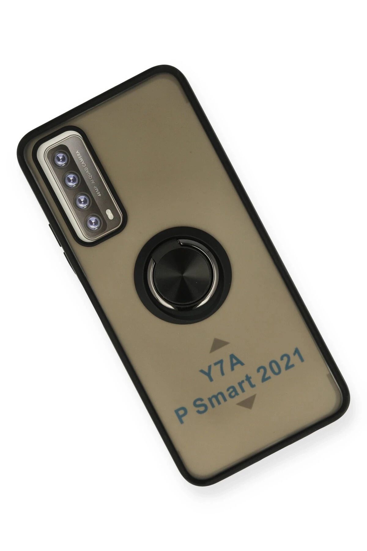 NewFace Huawei P Smart 2021 Kılıf Montreal Yüzüklü Silikon Kapak - Siyah SVLRS
