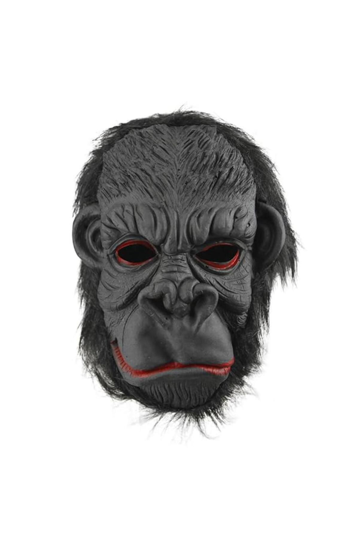 ÖYKÜ VE YİĞİT Lateks Goril Maskesi Maymun Maskesi Et Maskesi Orangutan Siyah Saçlı 3 No