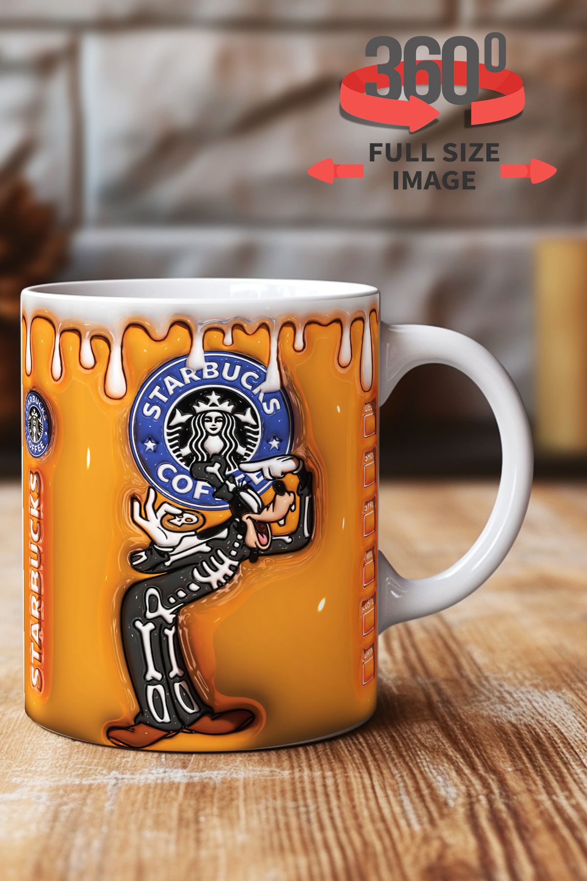 dijital moda tasarım 3D Kabartma Desen Efektli "Mickey" Kişiye Özel Hediyelik Porselen Kupa Bardak Minnie Goofy