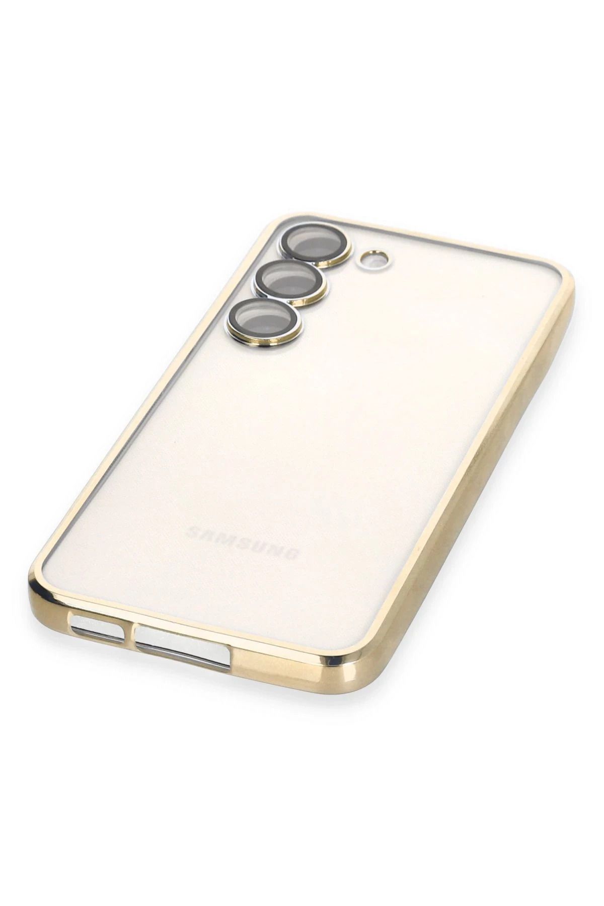 NewFace Samsung Galaxy S23 Plus Kılıf Lensli Silikon - Gold SVLRS