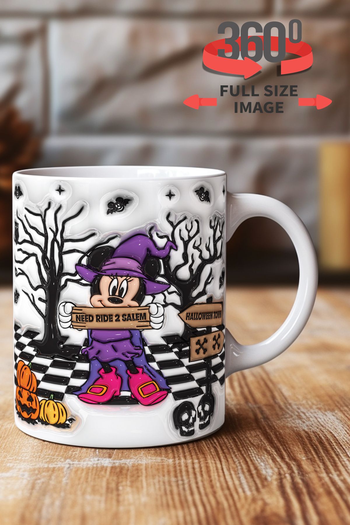 dijital moda tasarım 3D Kabartma Desen Efektli "Mickey" Kişiye Özel Hediyelik Porselen Kupa Bardak Minnie Goofy