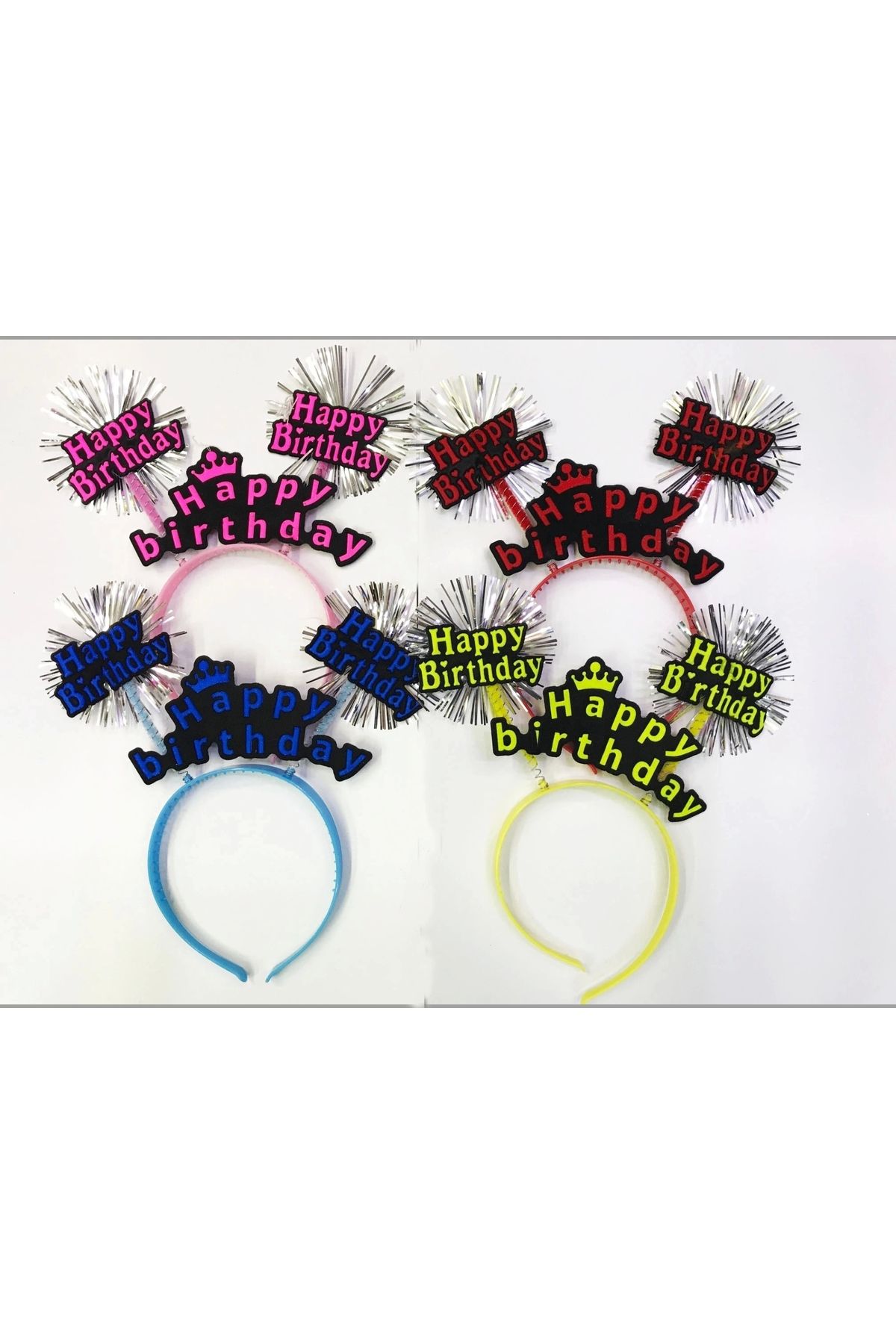 STOREMAX Happy Birthday Neon Renk Doğum Günü Tacı 12 Adet (5047)