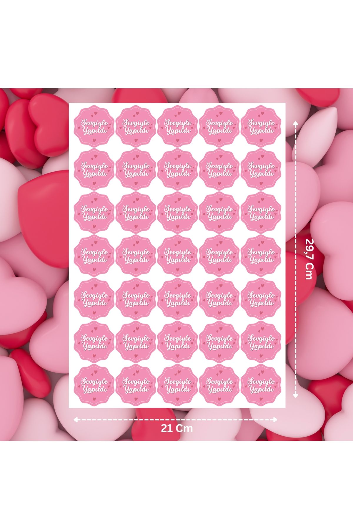 aldialiyor Yapışkanlı Sticker Sevgiyle Yapıdı Hediyelik Etiket 35 adet 4cm x 4cm