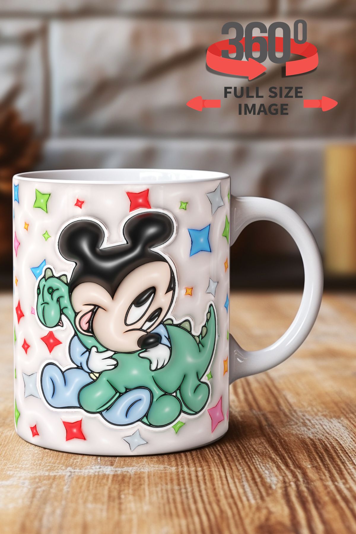 dijital moda tasarım 3D Kabartma Desen Efektli "Mickey" Kişiye Özel Hediyelik Porselen Kupa Bardak Minnie Goofy