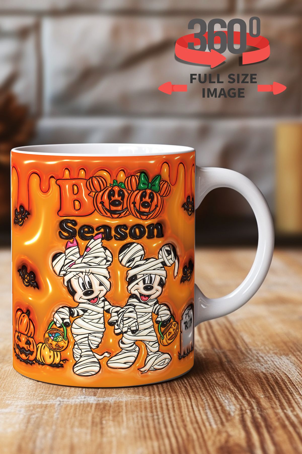 dijital moda tasarım 3D Kabartma Desen Efektli "Mickey" Kişiye Özel Hediyelik Porselen Kupa Bardak Minnie Goofy