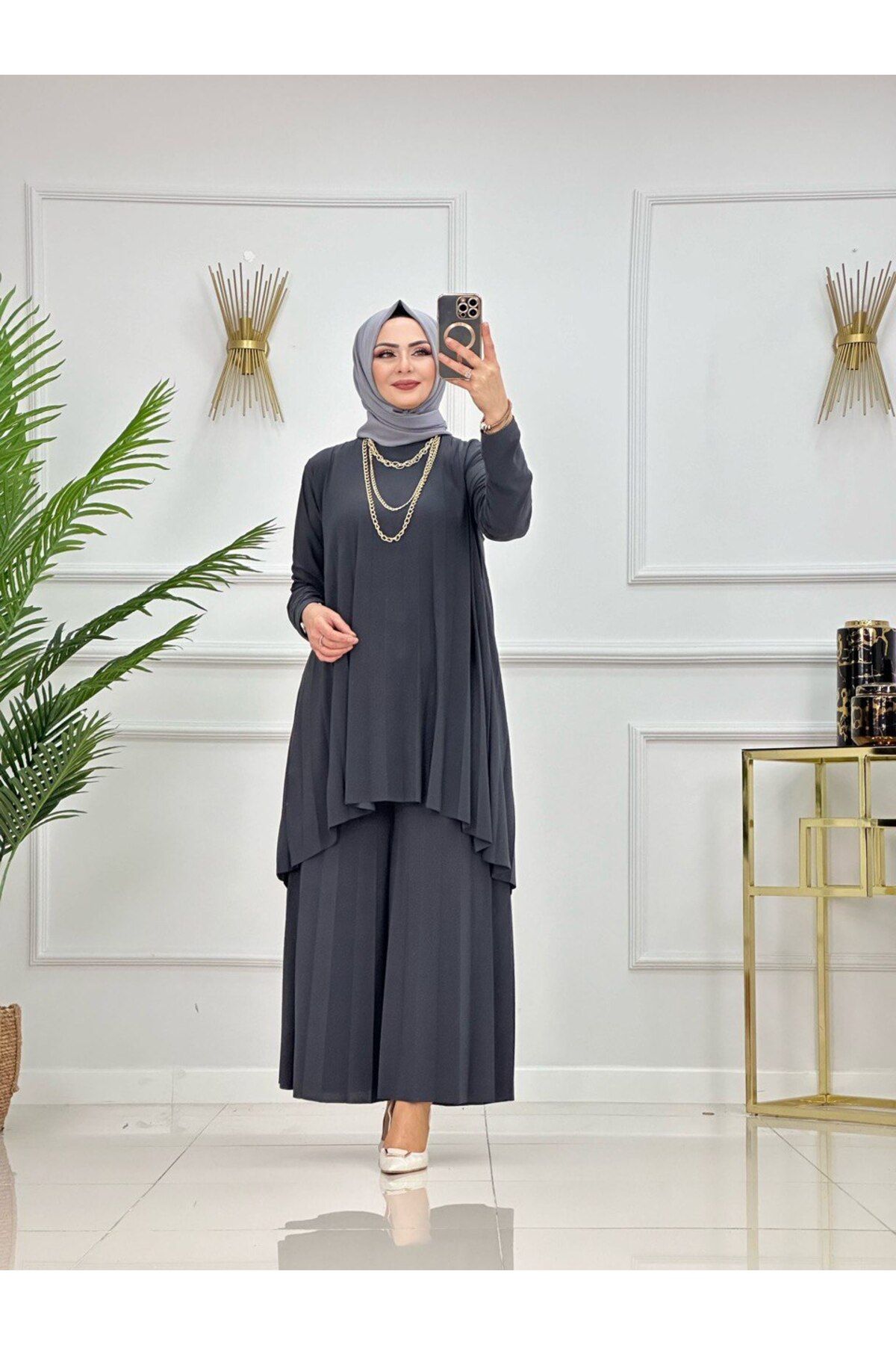 Enans Design Kadın Tesettür 2'Li Takım Pantolon & Tunik
