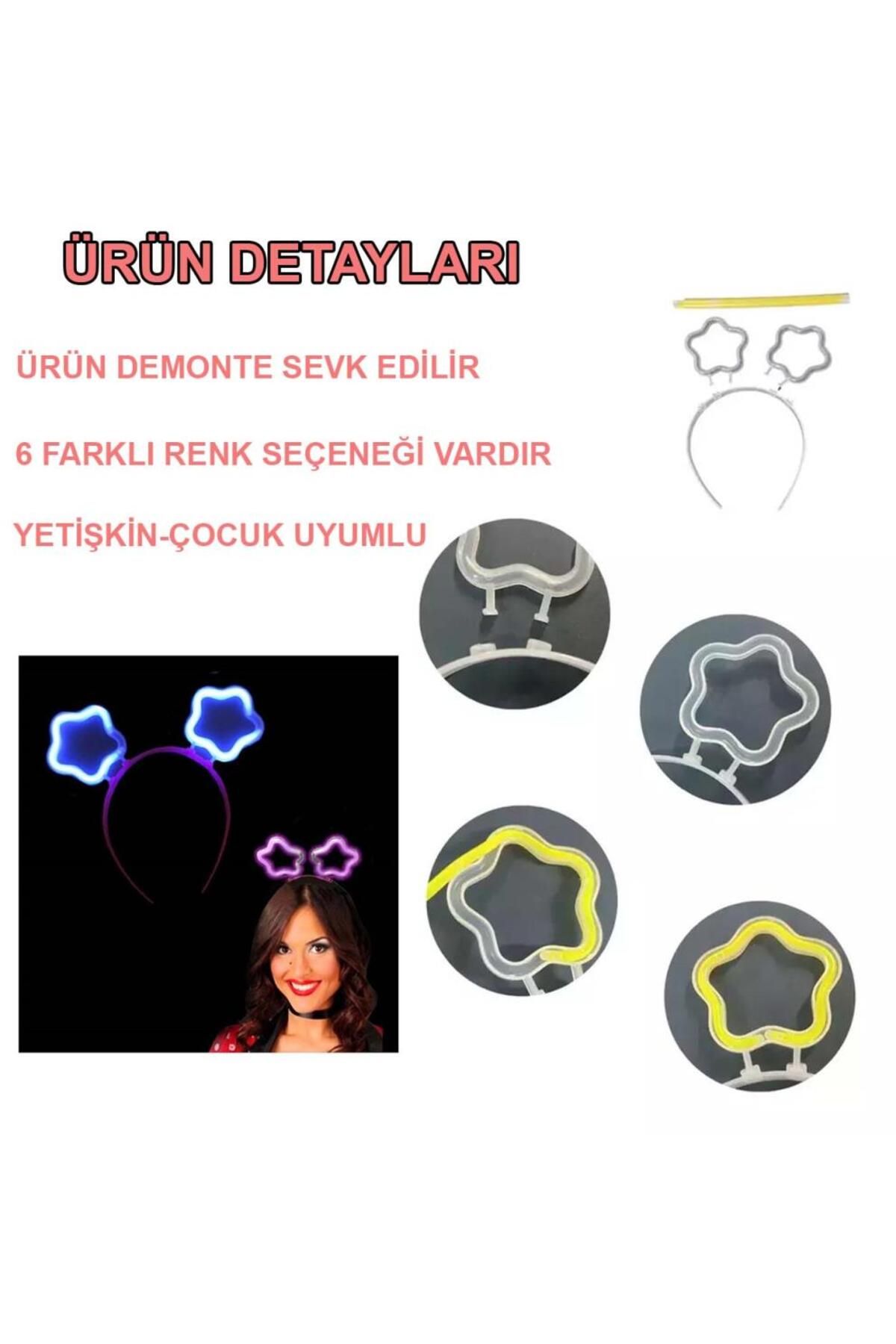 ÖYKÜ VE YİĞİT Glow Stick Karanlıkta Yanan Fosforlu Yıldız Taç 12 Adet