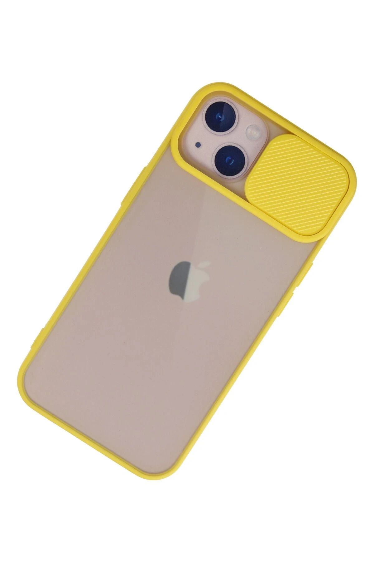 NewFace iPhone 13 Kılıf Palm Buzlu Kamera Sürgülü Silikon - Sarı WLZOR