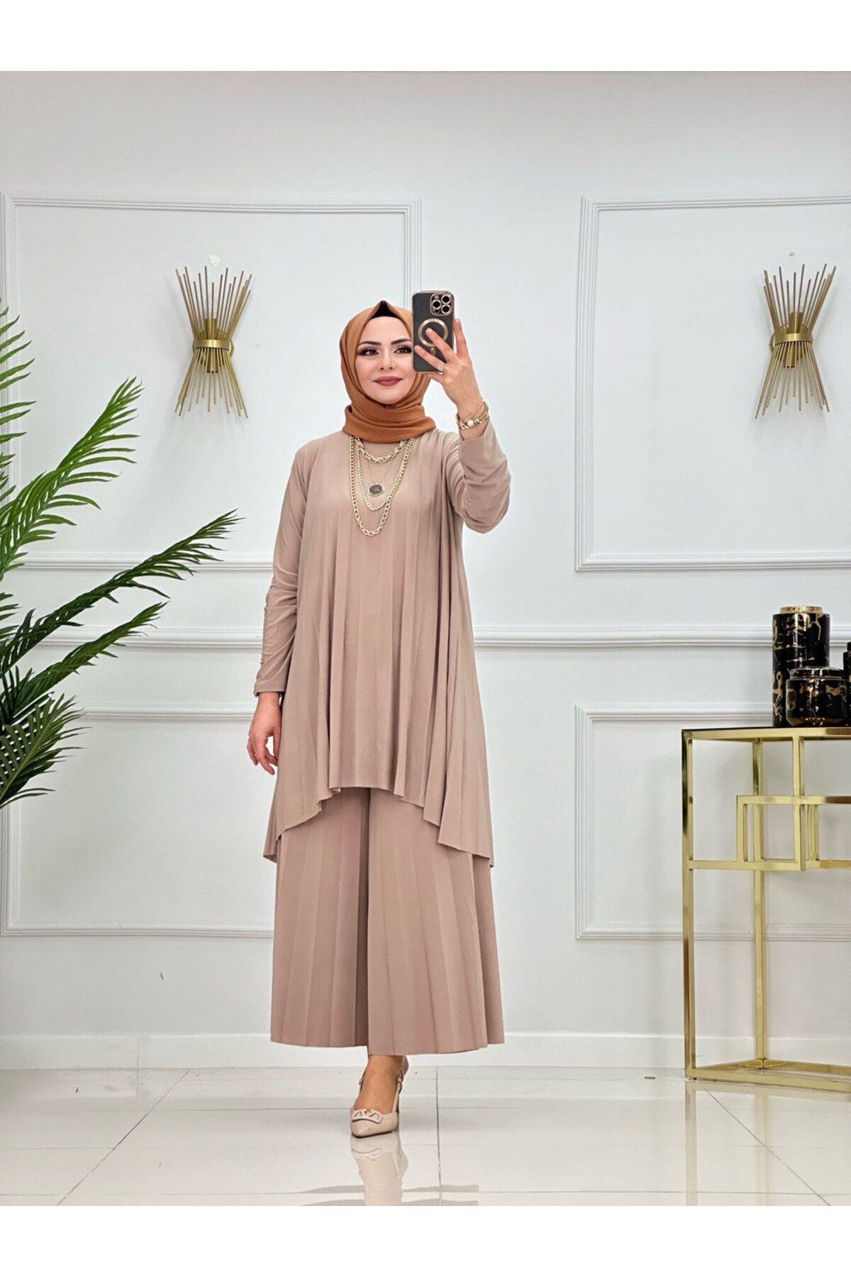 Enans Design Kadın Tesettür 2'Li Takım Pantolon & Tunik