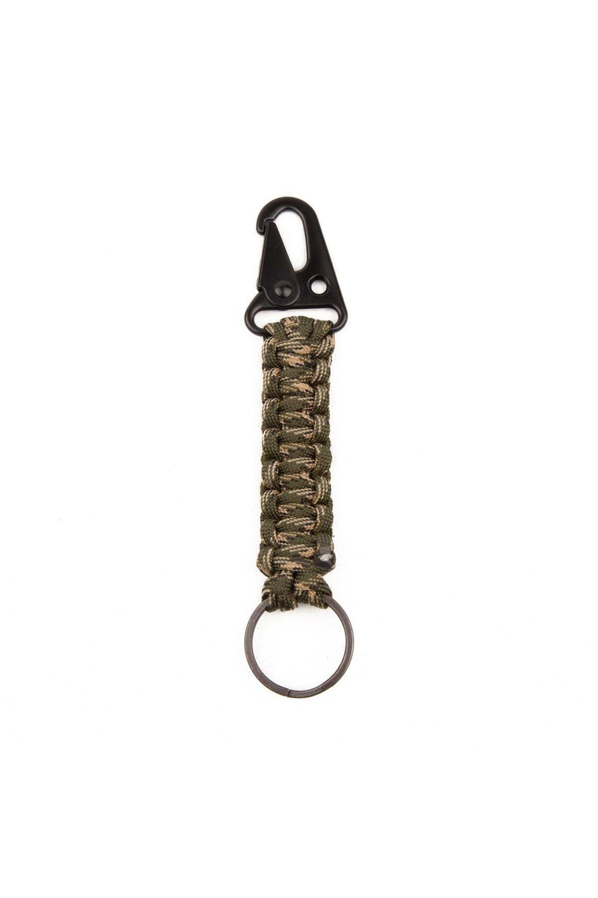 Aygır Askeri Karabinalı Paracord Anahtarlık ve Çanta Askısı - Haki Çöl Kamuflaj