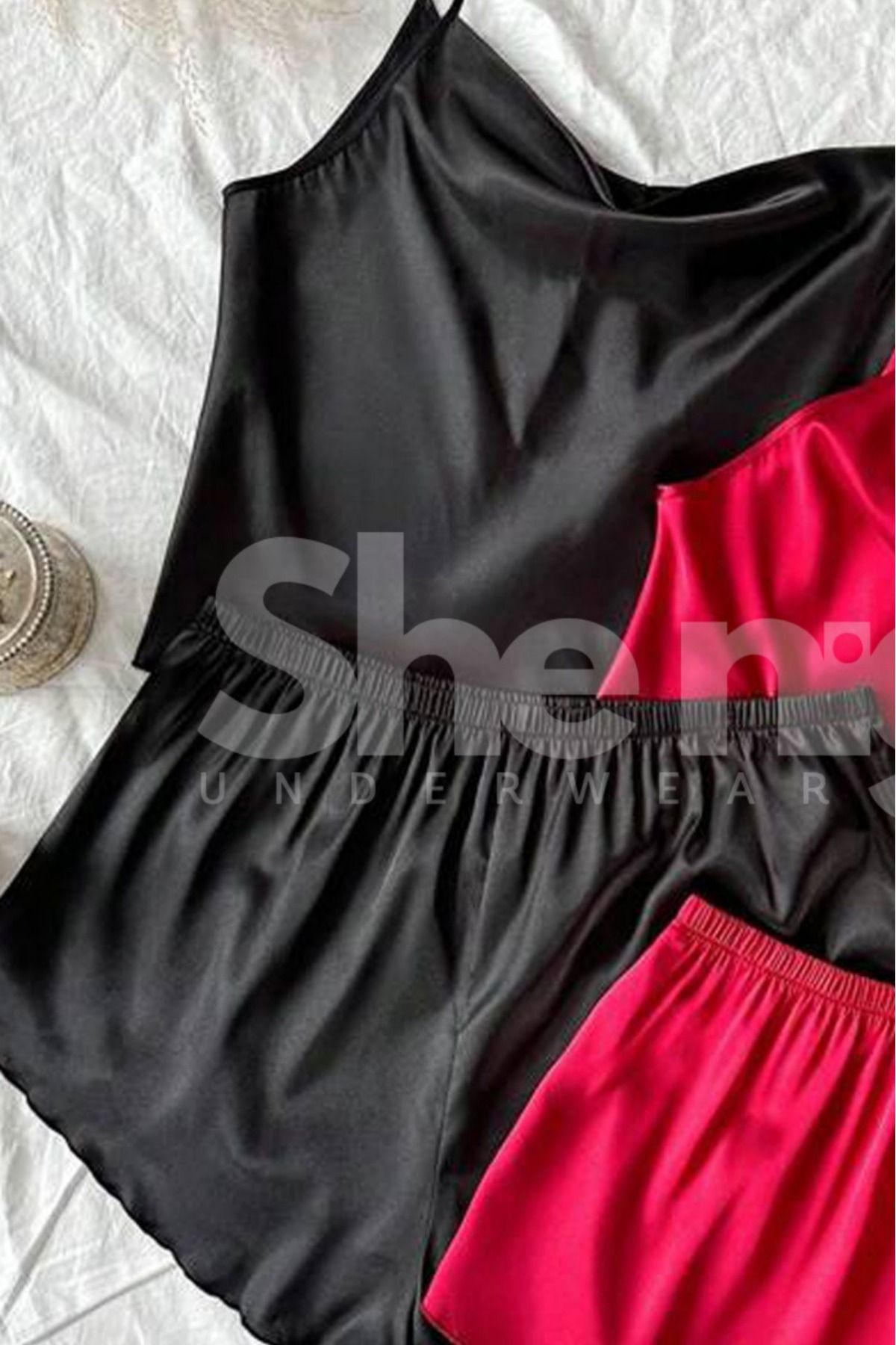 Veille Siyah Rahat Şortlu Pijama Takımı