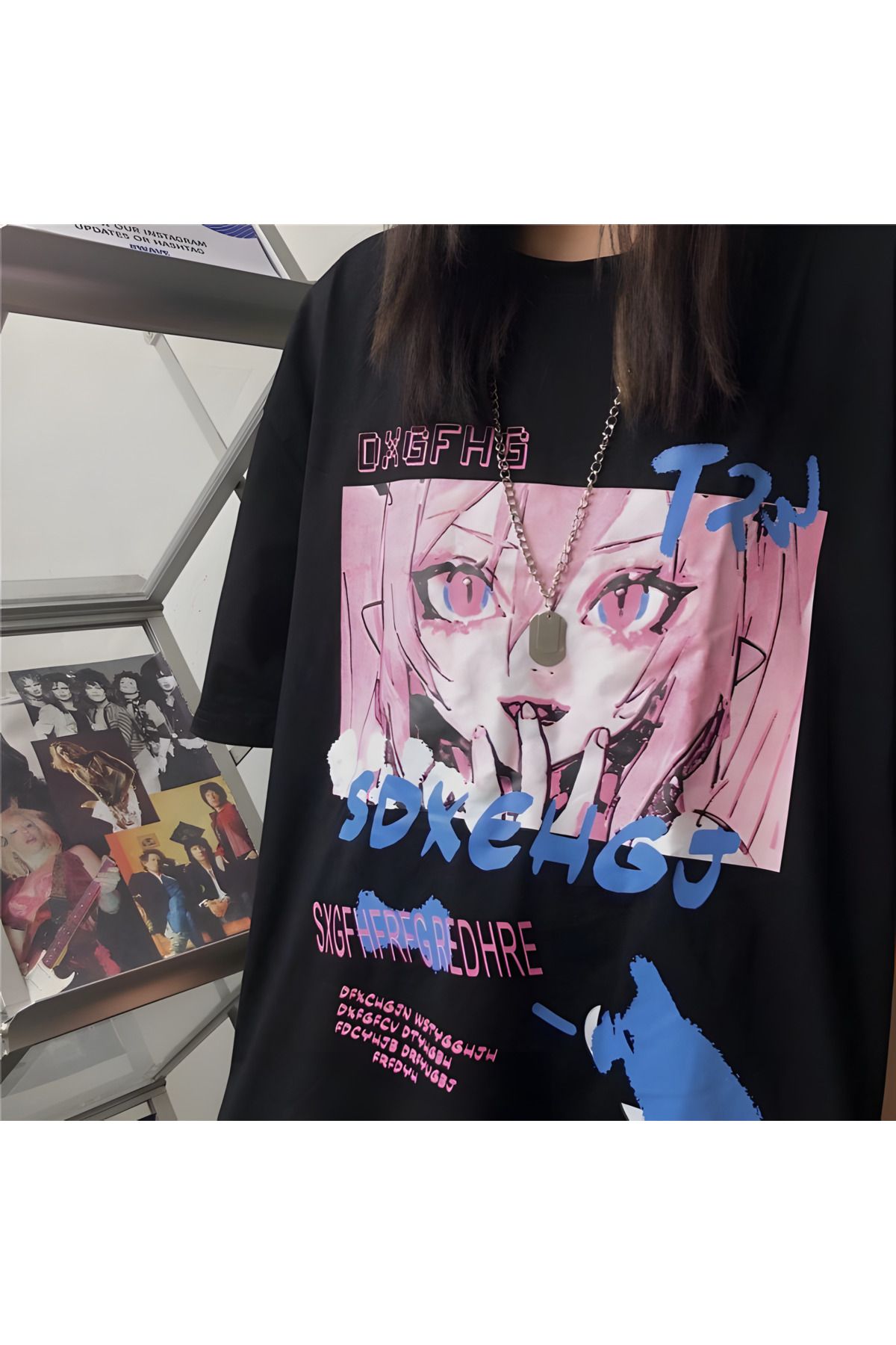 AliceQueen Anime Baskı T-shirt