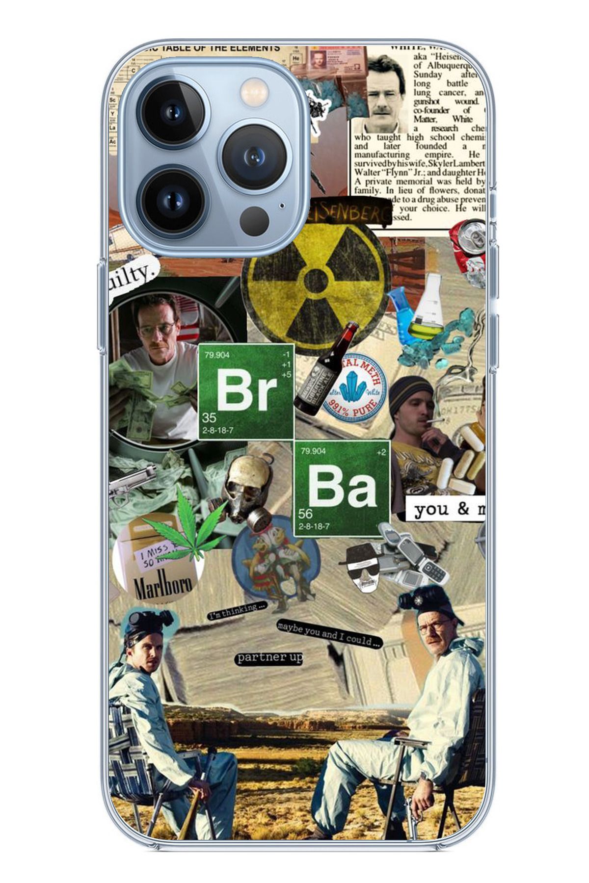 TechTree iPhone 13 PRO MAX Uyumlu Breaking Bad Kolaj Şeffaf Silikon Kılıf