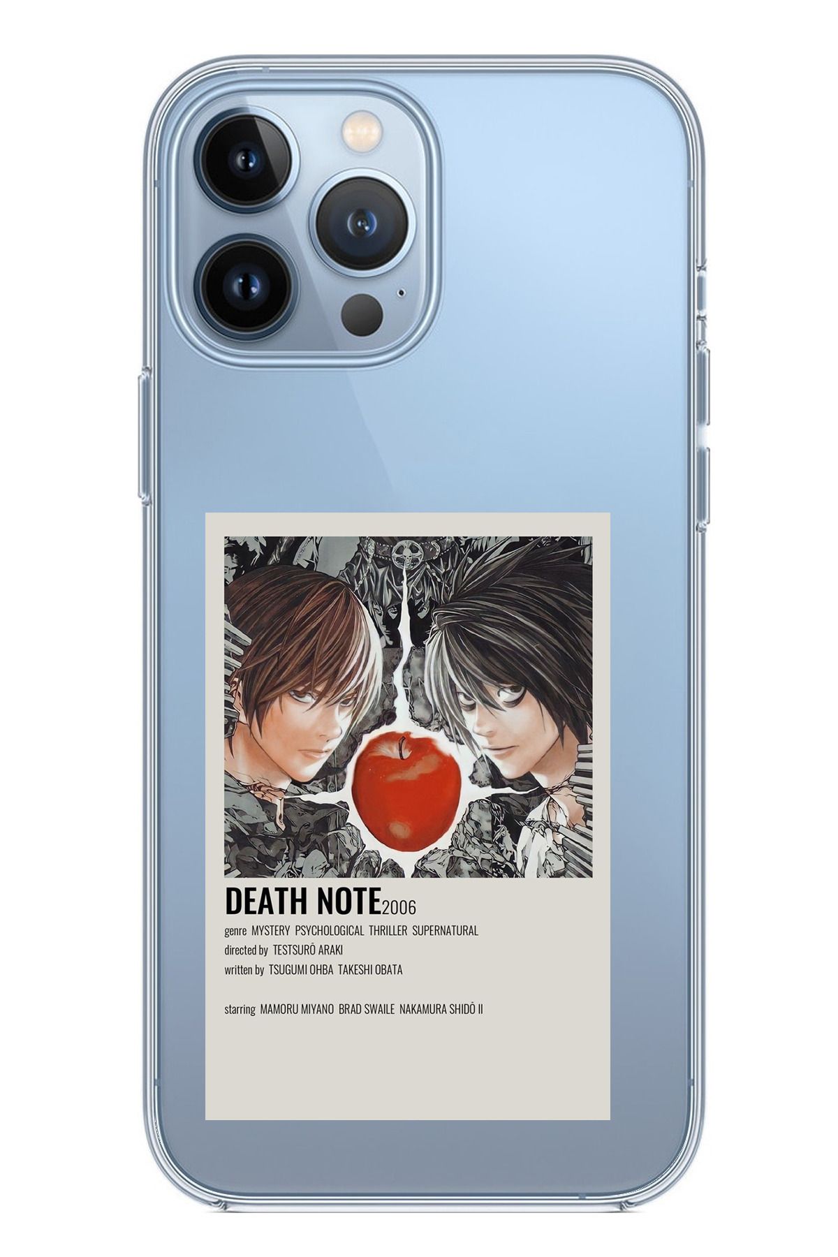 TechTree iPhone 13 PRO MAX Uyumlu Death Note Poster Tasarımlı Şeffaf Silikon Kılıf