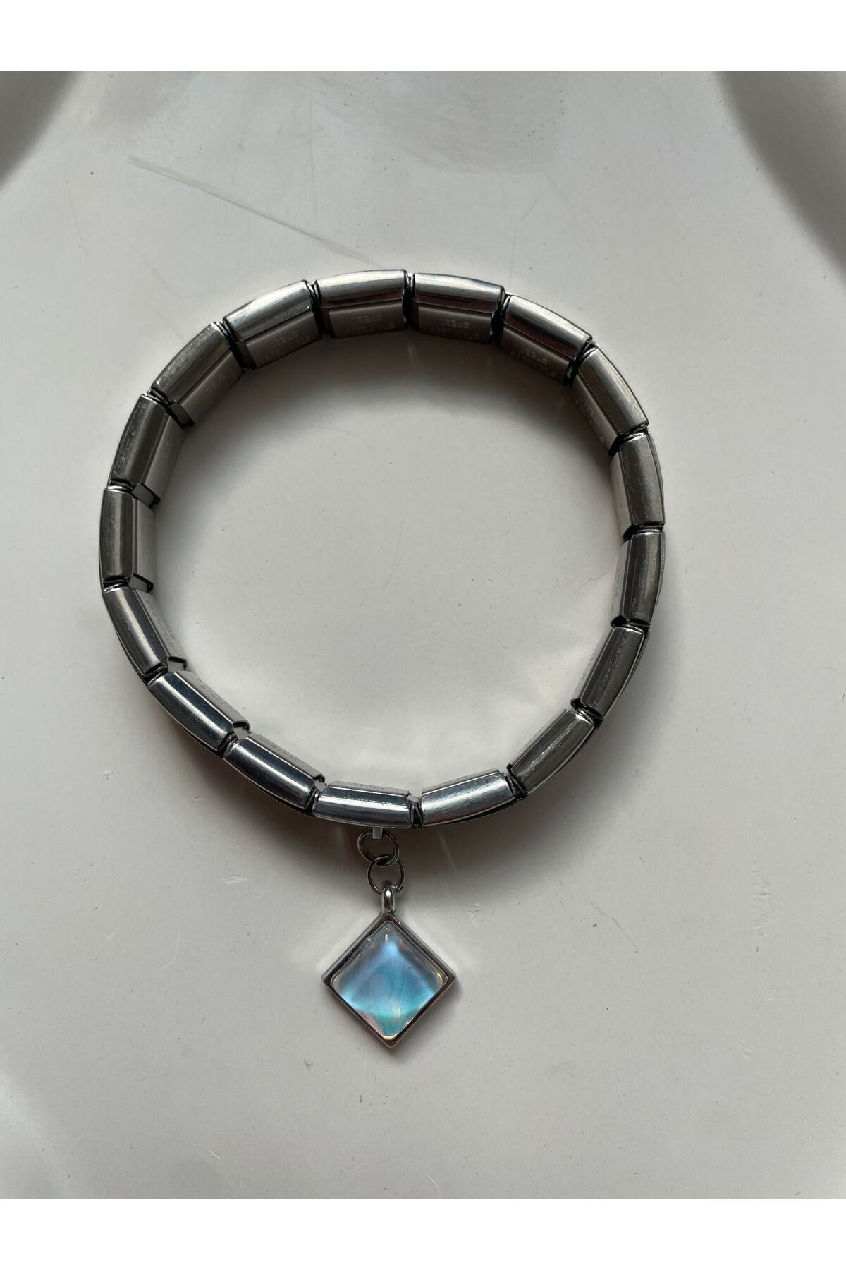 HKN AVM ACCESSORİES Çelik Italyan Charm Bileklik Gümüş Ayarlanabilir Italyan Charm Çelik Bileklik