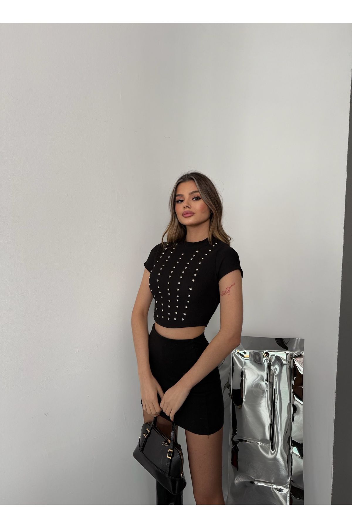 bisantana Ful Taşlı Crop