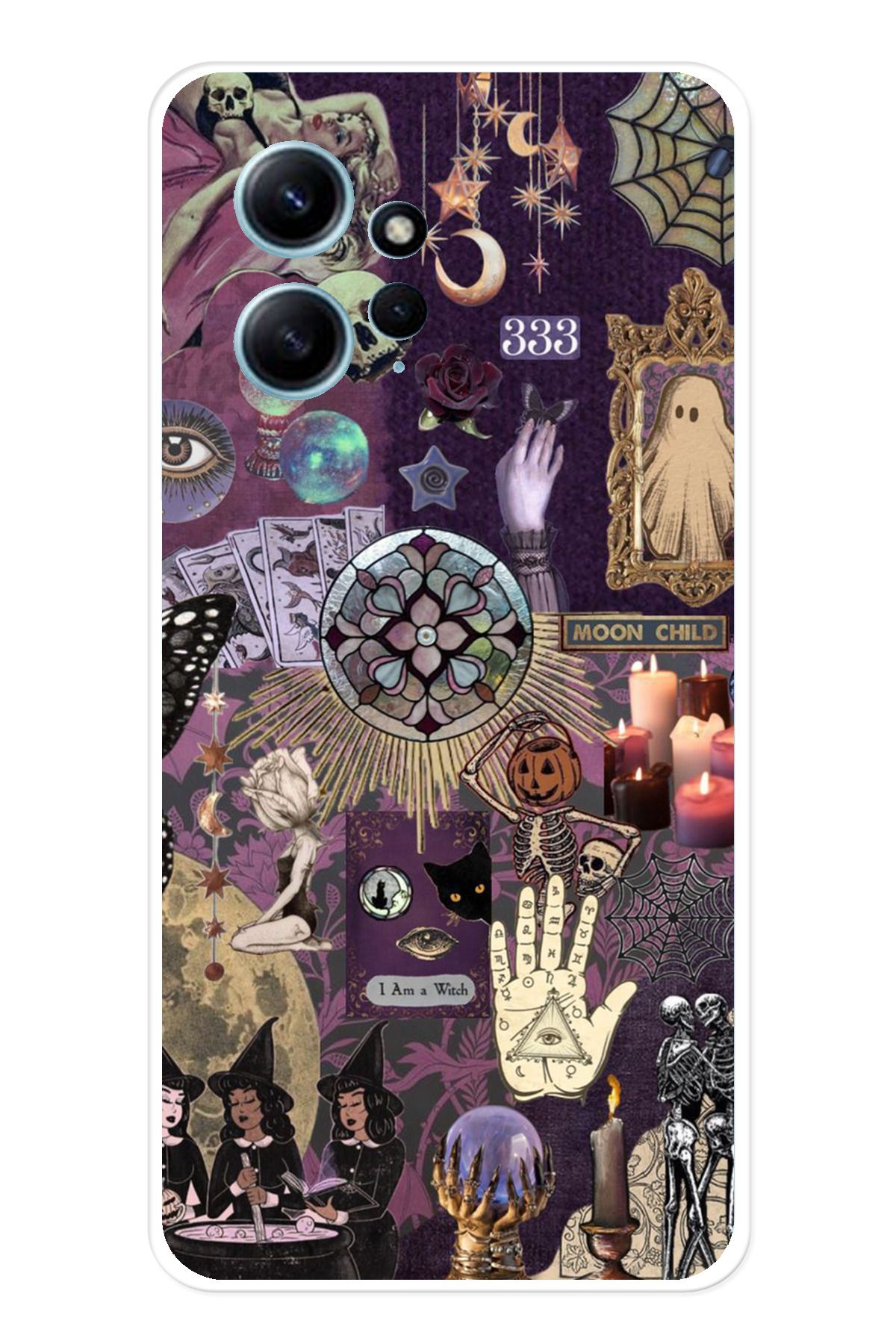 TechTree Redmi Note 12 4G Uyumlu Hallowen Cadılar Astroloji Şeffaf Silikon Kılıf