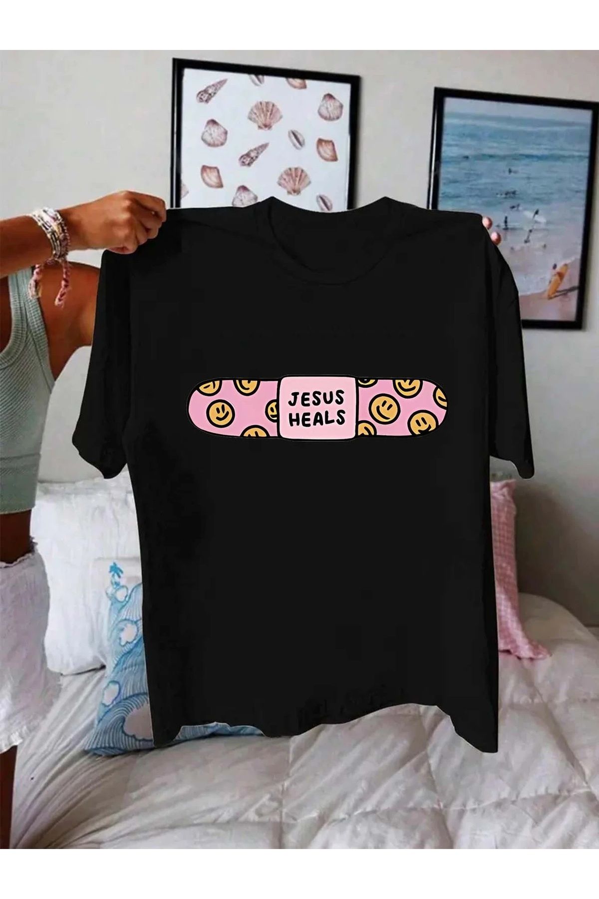 Ferhatlı Kadın Yazlık Tişört Baskılı Oversize