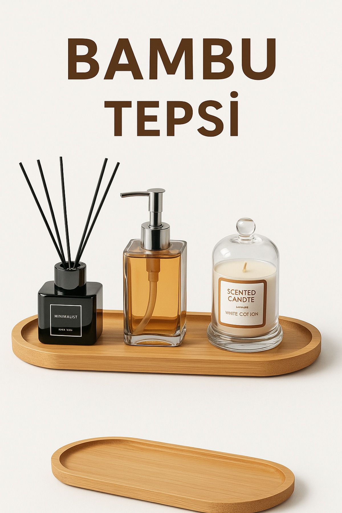 BEYZANA 1 Adet Bambu Oval Sunum Ve Servis Tepsisi - Ahşap Tepsi - Yağdanlık Altlığı.