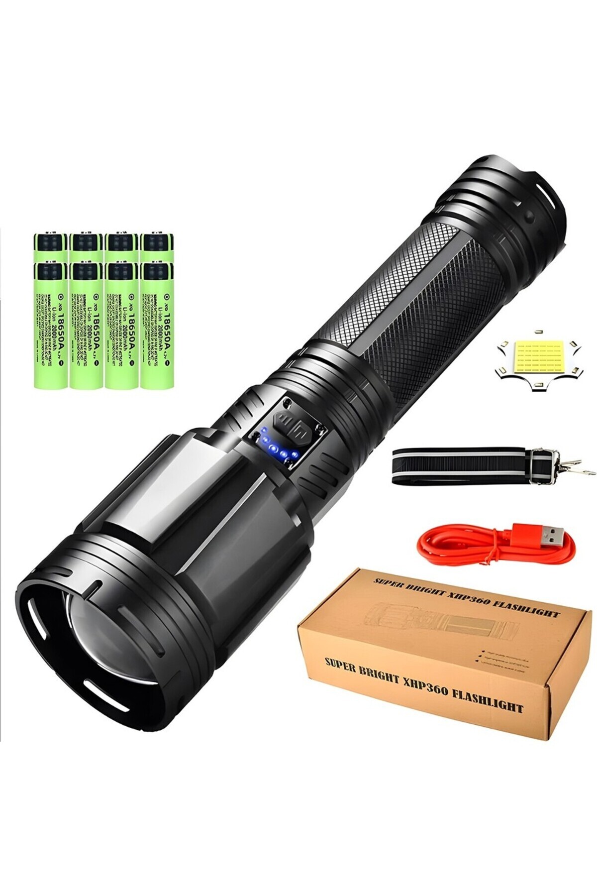 Ultra Parlak Şarj Edilebilir Taktik El Feneri 25000Lümen 38400mAh XHP360