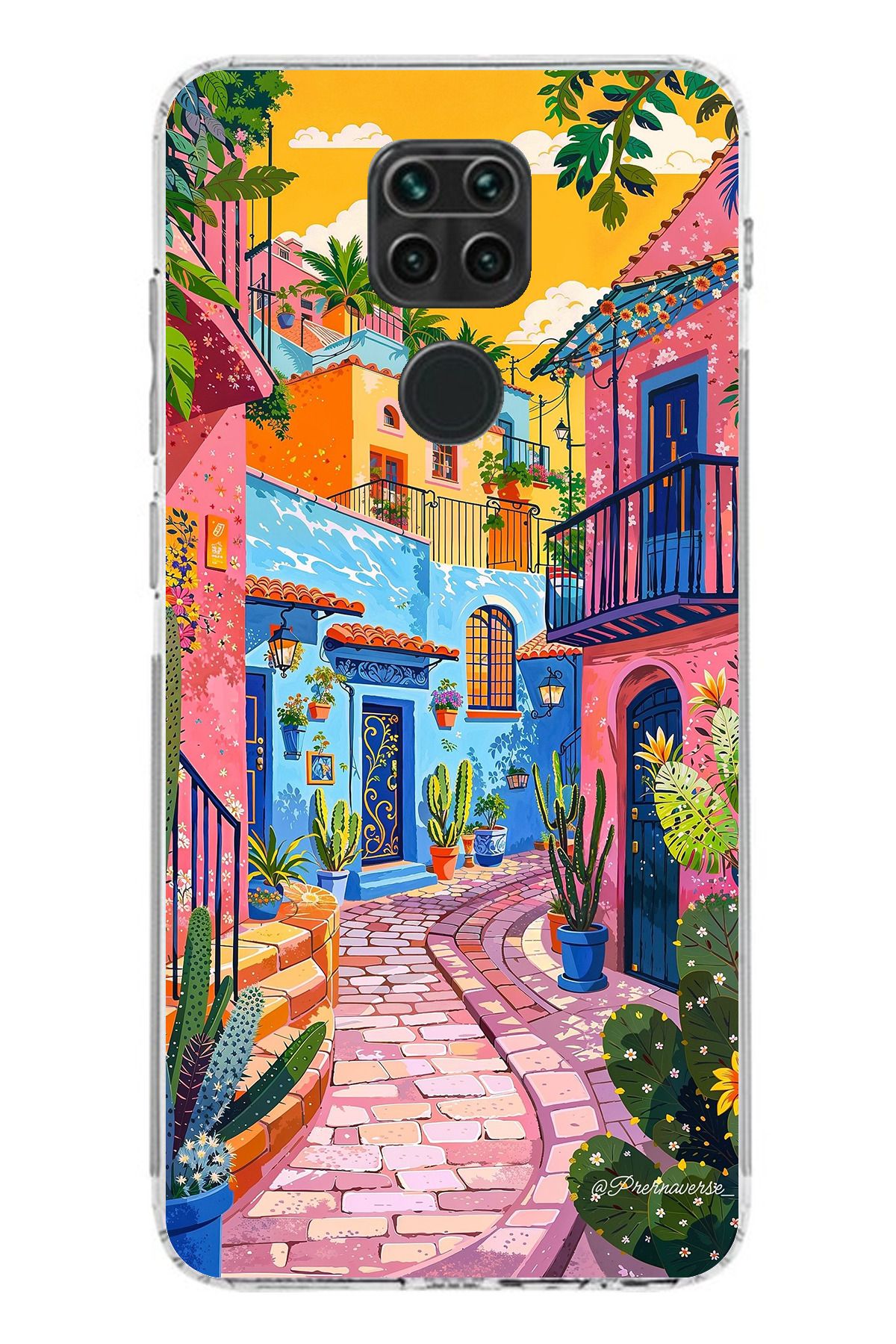 TechTree Redmi Note 9 Uyumlu Renkli Sanat Sokak Silikon Kılıf